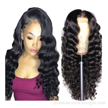 Cuticle Aligned Virgin Indian 100% Human Hair 4x4 Lace Closure Wig 40 Inch Length Unprocessed Loose Deep Wave 5x5 HD Lace Wigs
